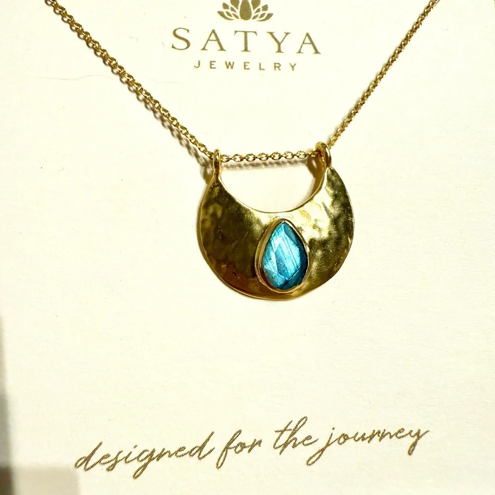 NWT Satya for Garnet Hill Shield 18k Gold Plated Brass Pendant Necklace - Picture 3 of 6